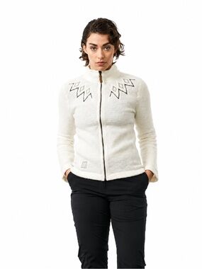 66 North Kaldi Wool Jacket ivory wool zipper embroidered 566 Iceland small woman